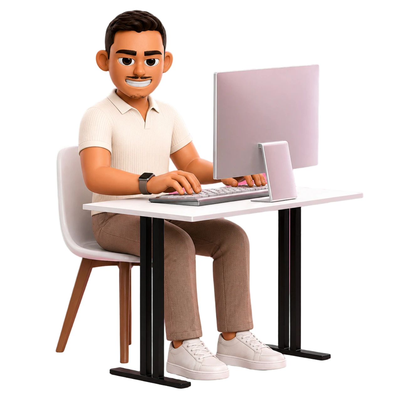 3D illustration of Barış Cem Alkan working at a desk